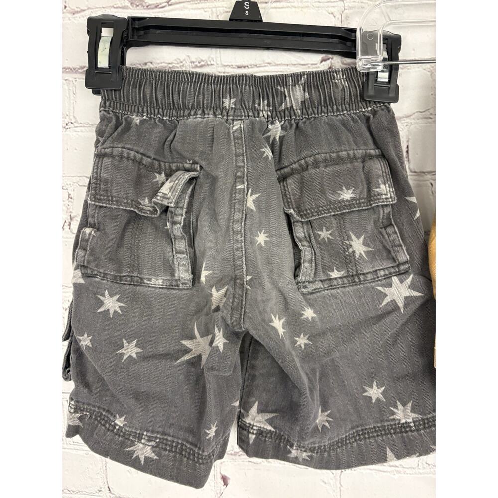 Hanna Andersson Boys Bottoms Set Tan Khaki Cargo Shorts Gray Star Size 90 US 3T - Picture 3 of 9